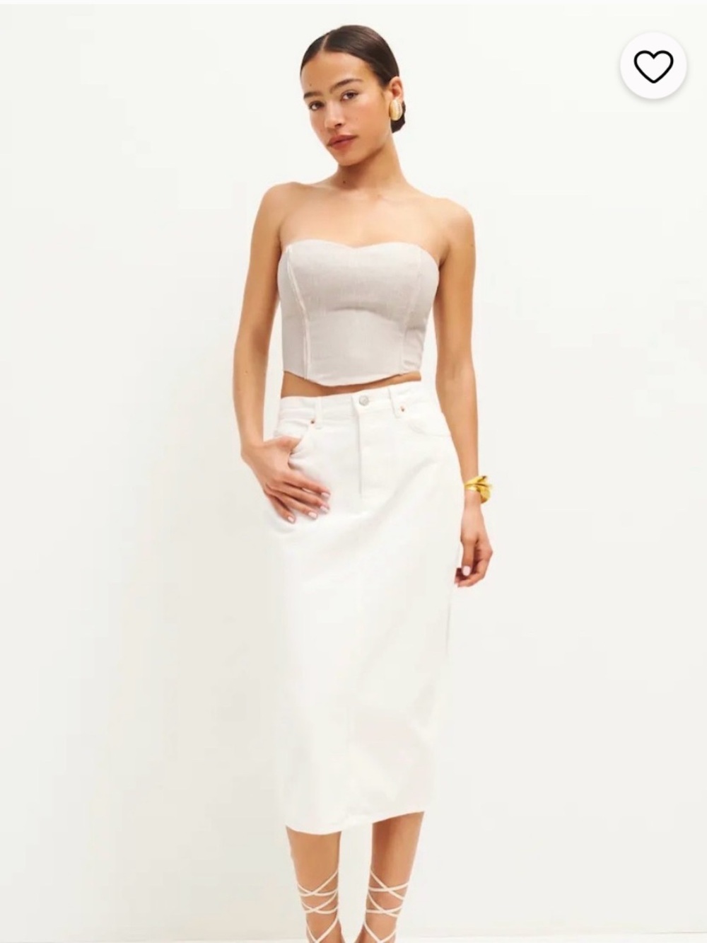 Reformation Kass Linen Oatmeal Top size 2